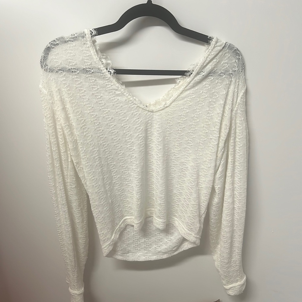 Free people slouchy crop v neck top